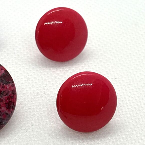 Vintage Lot of 5 Pairs Pink Purple Button Stud Hoop Pierced Earrings 80s 90s - Picture 7 of 10